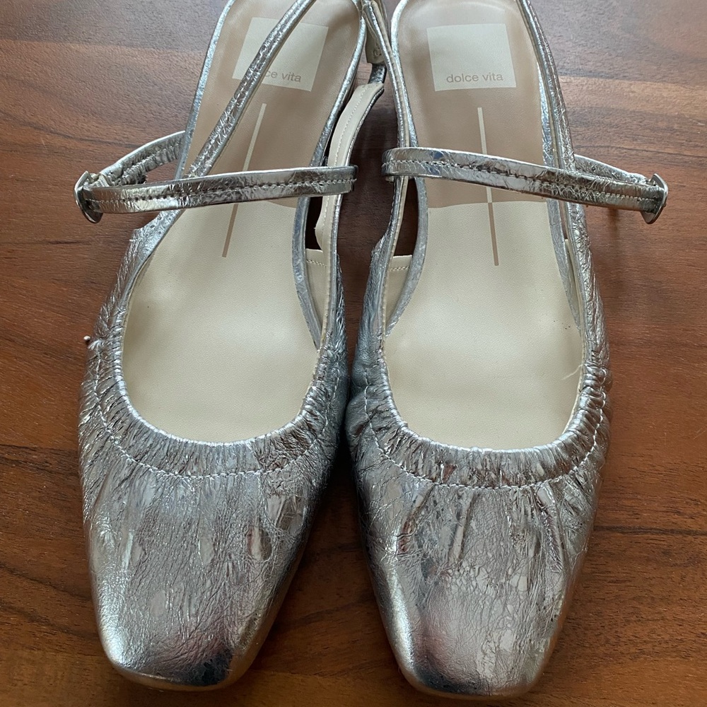 Dolce Vita Rianne Mary Jane Metallic Silver Flats